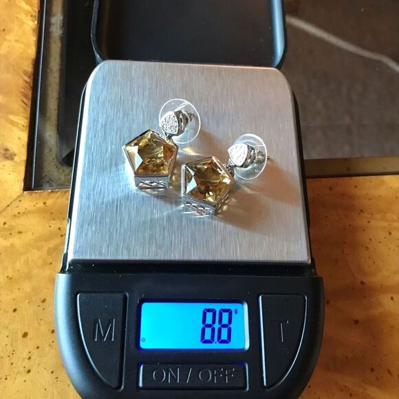 Brazilian Citrine Sterling Silver Dangle Earrings - Picture 6 of 7